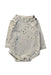A Grey Long Sleeve Bodysuits from 1 + in the family in size 0-3M for girl. (Front View)