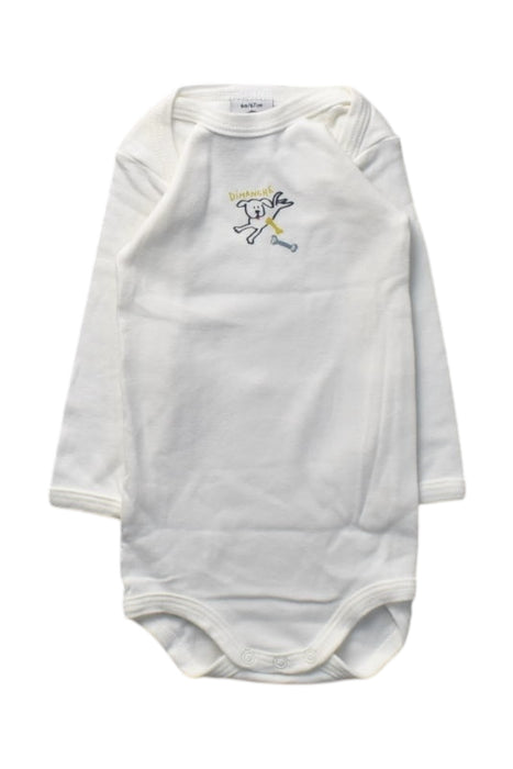 A White Long Sleeve Bodysuits from Petit Bateau in size 3-6M for boy. (Front View)