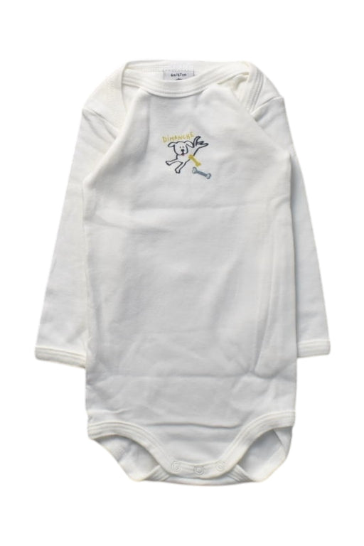 A White Long Sleeve Bodysuits from Petit Bateau in size 3-6M for boy. (Front View)