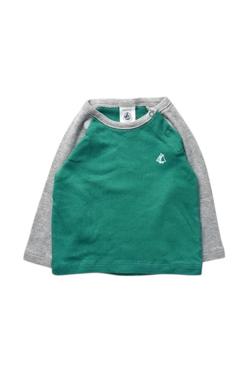 A Green Long Sleeve T Shirts from Petit Bateau in size 3-6M for boy. (Front View)