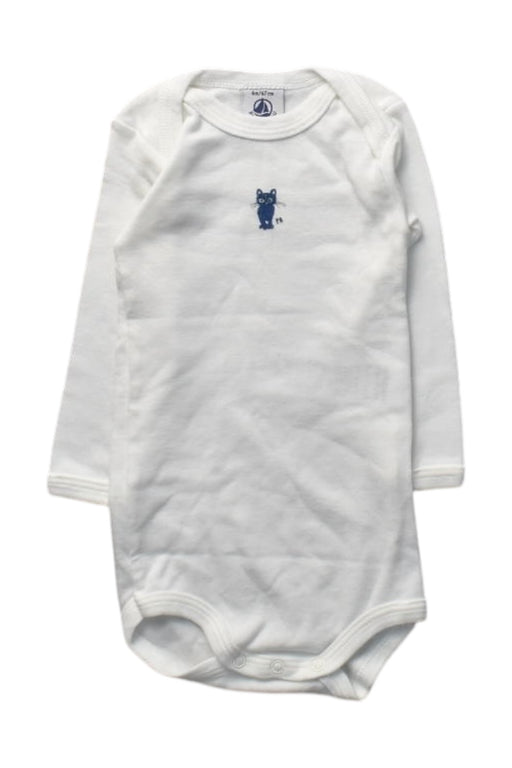 A White Long Sleeve Bodysuits from Petit Bateau in size 3-6M for girl. (Front View)