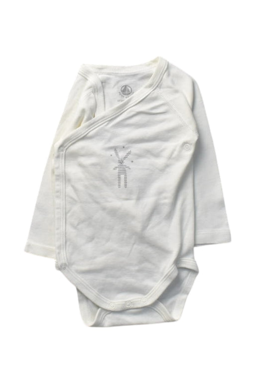 A White Long Sleeve Bodysuits from Petit Bateau in size 3-6M for girl. (Front View)