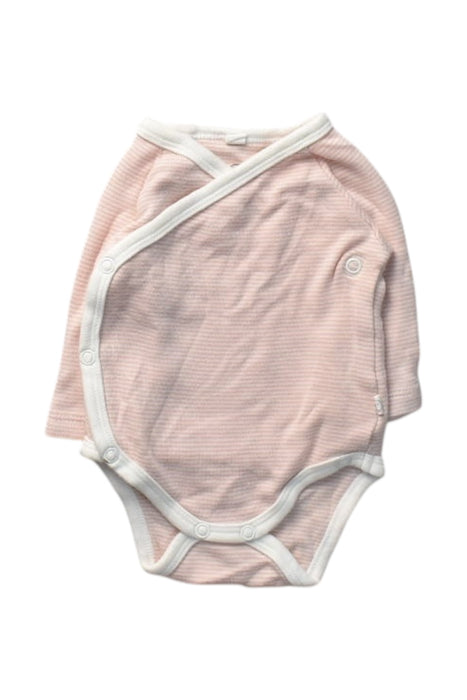A Pink Long Sleeve Bodysuits from Mori in size Newborn for girl. (Front View)