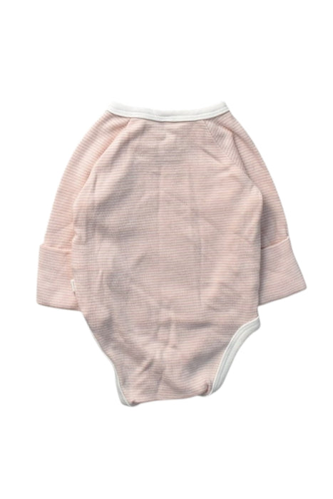 A Pink Long Sleeve Bodysuits from Mori in size Newborn for girl. (Back View)