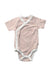 A Pink Short Sleeve Bodysuits from Mori in size Newborn for girl. (Front View)