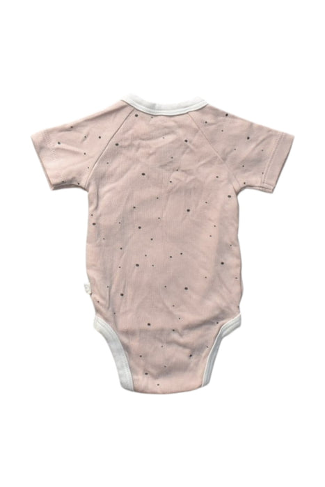 A Pink Short Sleeve Bodysuits from Mori in size Newborn for girl. (Back View)