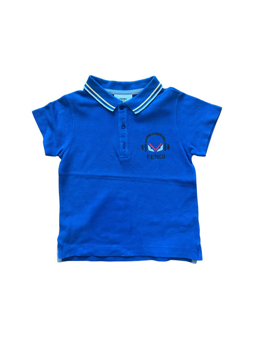 A Blue Short Sleeve Polos from Fendi in size 4T for boy. (Front View)
