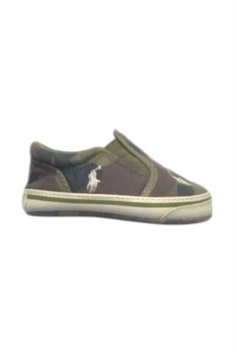 A Green Slip Ons from Ralph Lauren in size 6-12M for boy. (Front View)