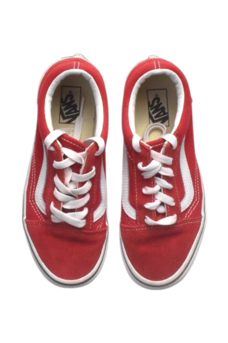 A Red Sneakers from Vans in size 9Y for boy. (Back View)
