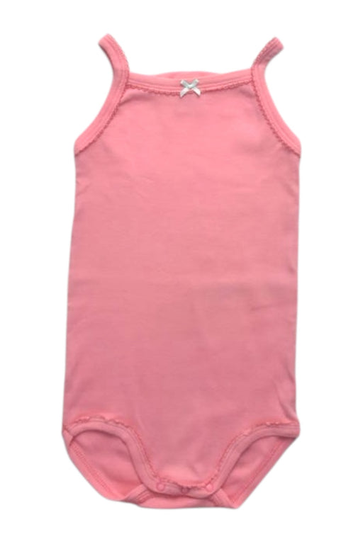 A Pink Sleeveless Bodysuits from Petit Bateau in size 12-18M for girl. (Front View)