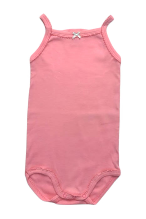 A Pink Sleeveless Bodysuits from Petit Bateau in size 12-18M for girl. (Front View)