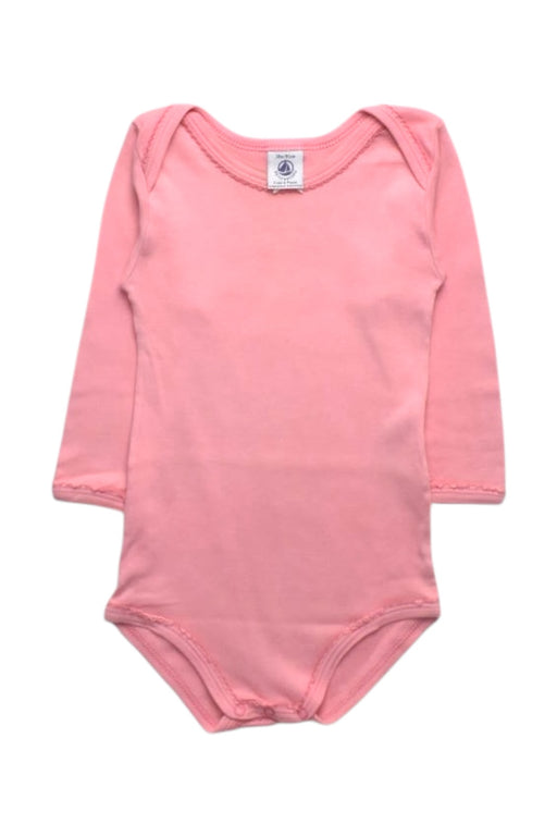 A Pink Long Sleeve Bodysuits from Petit Bateau in size 12-18M for girl. (Front View)