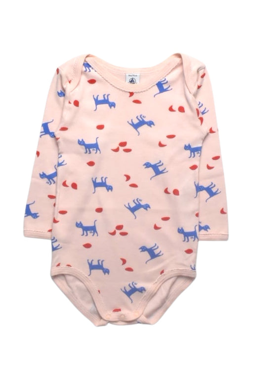 A Pink Long Sleeve Bodysuits from Petit Bateau in size 3T for girl. (Front View)