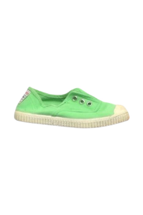 A Green Slip Ons from Cienta in size 4T for girl. (Front View)