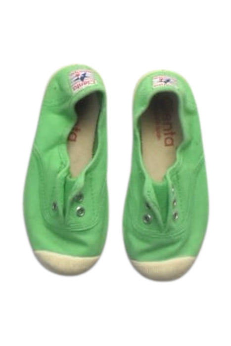 A Green Slip Ons from Cienta in size 4T for girl. (Back View)