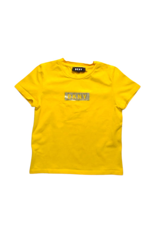 A Yellow Short Sleeve T Shirts from DKNY in size 6T for girl. (Front View)