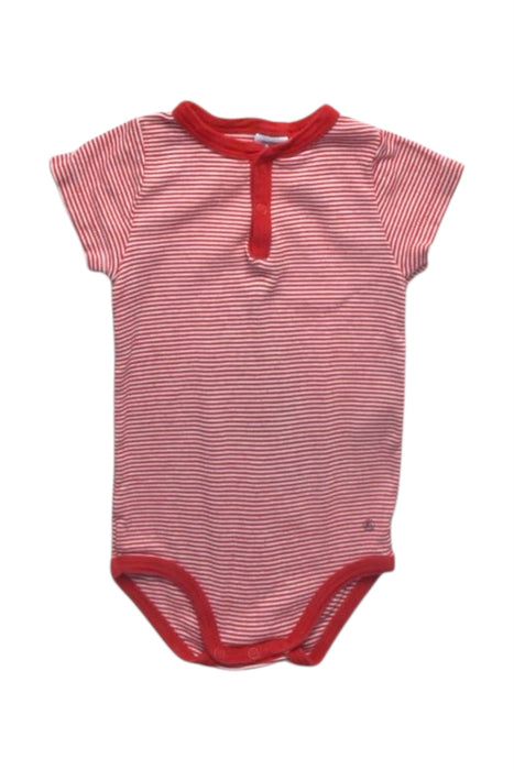 A Red Short Sleeve Bodysuits from Petit Bateau in size 6-12M for girl. (Front View)