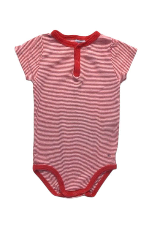 A Red Short Sleeve Bodysuits from Petit Bateau in size 6-12M for girl. (Front View)