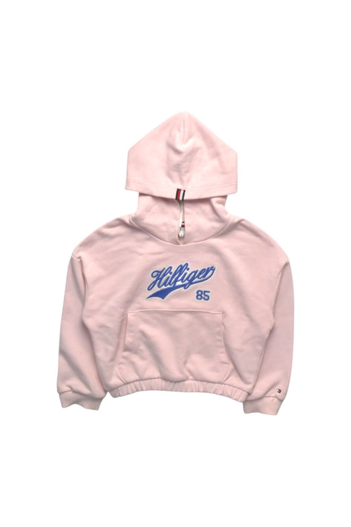A Pink Hooded Sweatshirts from Tommy Hilfiger in size 4T for girl. (Front View)