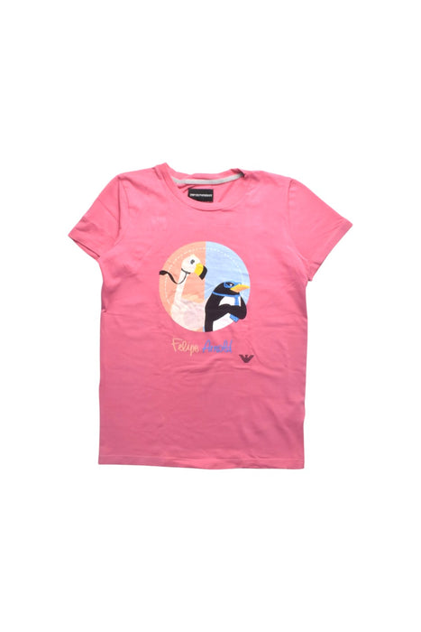 A Pink Short Sleeve T Shirts from Emporio Armani in size 12Y for girl. (Front View)