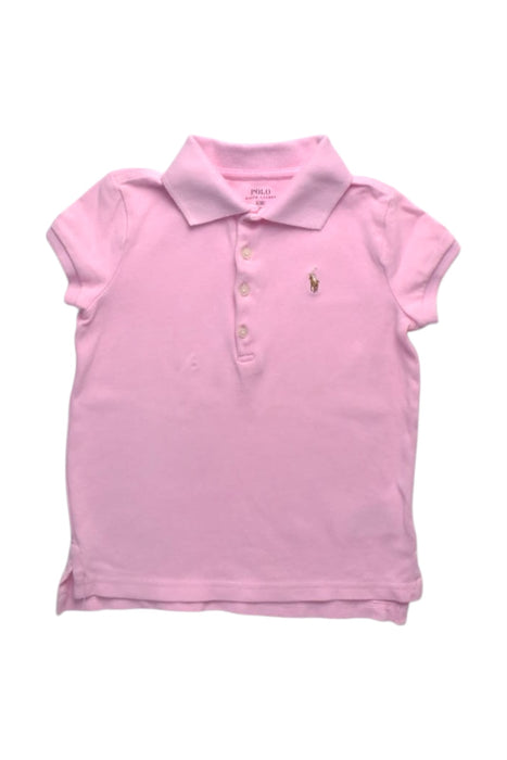 A Pink Short Sleeve Polos from Polo Ralph Lauren in size 6T for girl. (Front View)