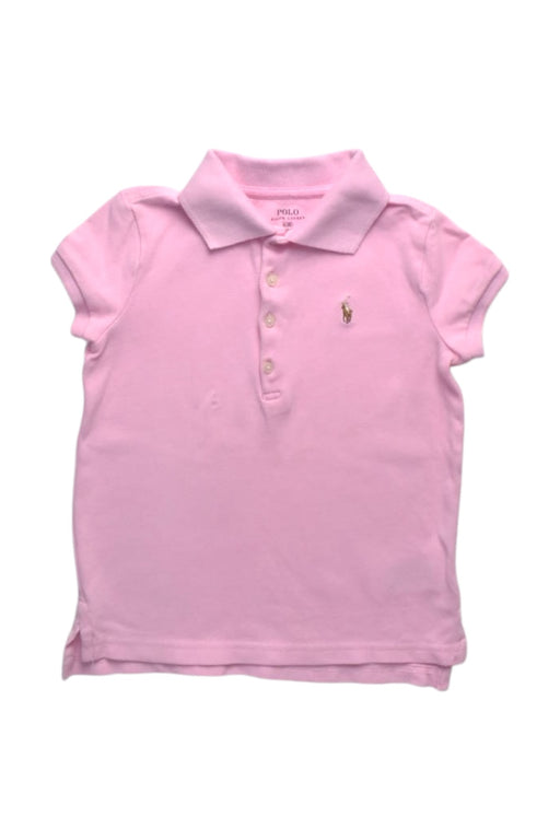 A Pink Short Sleeve Polos from Polo Ralph Lauren in size 6T for girl. (Front View)
