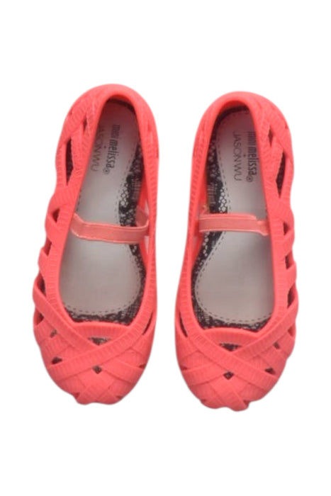 A Pink Flats from Mini Melissa Jason Wu in size 4T for girl. (Back View)