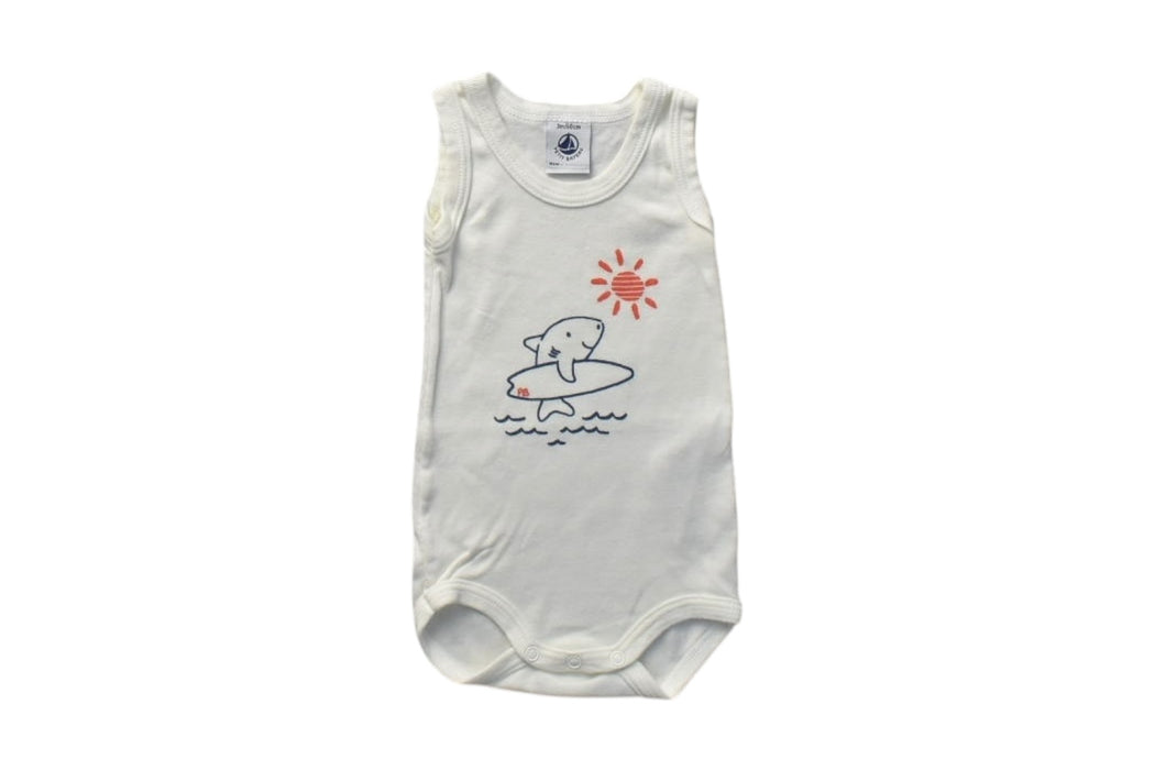 A White Sleeveless Bodysuits from Petit Bateau in size 0-3M for boy. (Front View)