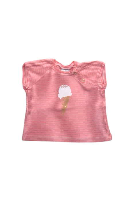 A Pink Short Sleeve Tops from Petit Bateau in size 0-3M for girl. (Front View)