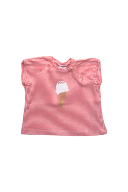 A Pink Short Sleeve Tops from Petit Bateau in size 0-3M for girl. (Front View)