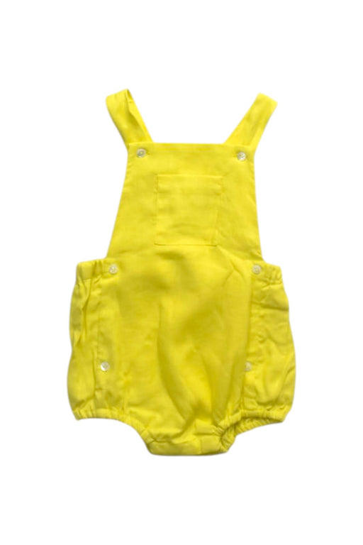A Yellow Overall Shorts from Jacadi in size 3-6M for girl. (Front View)