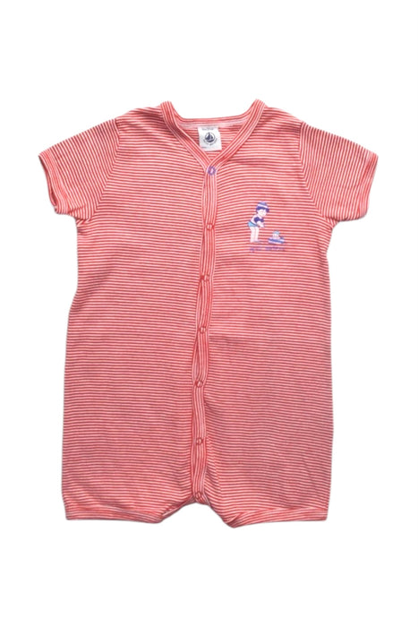 A Red Short Sleeve Rompers from Petit Bateau in size 12-18M for girl. (Front View)