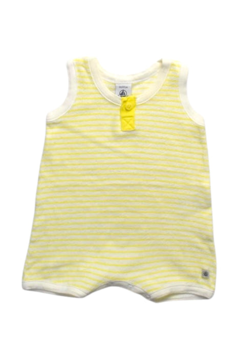 A Yellow Sleeveless Rompers from Petit Bateau in size 3-6M for girl. (Front View)