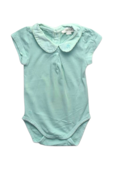 A Teal Short Sleeve Bodysuits from Chateau de Sable in size 0-3M for girl. (Front View)