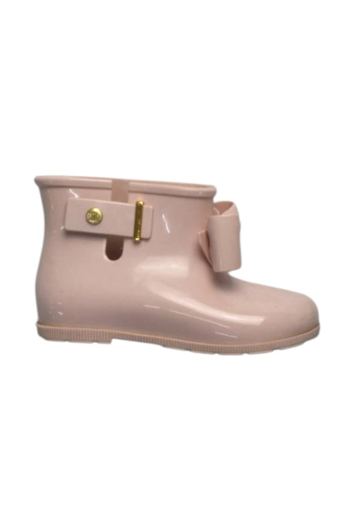 A Pink Rain Boots from Mini Melissa in size 4T for girl. (Front View)