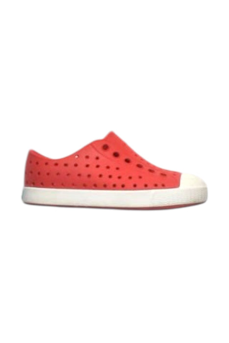 A Red Slip Ons from Native Shoes in size 18-24M for boy. (Front View)