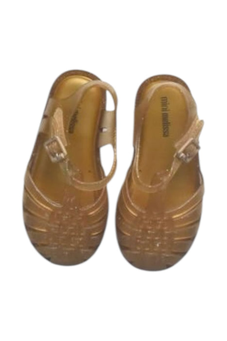 A Gold Sandals from Mini Melissa in size 18-24M for girl. (Back View)