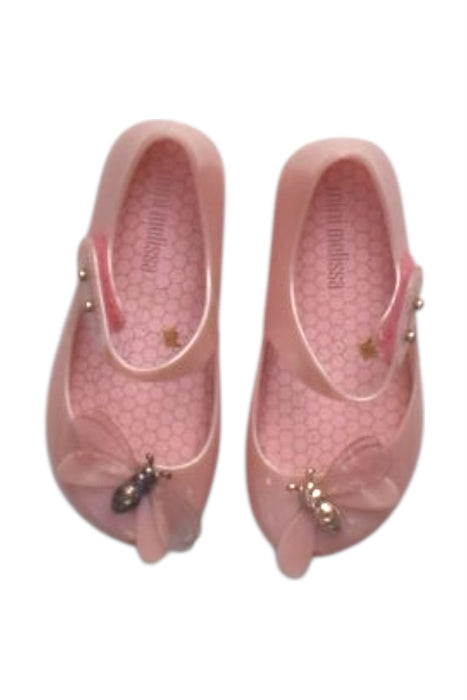 A Pink Flats from Mini Melissa in size 3T for girl. (Back View)
