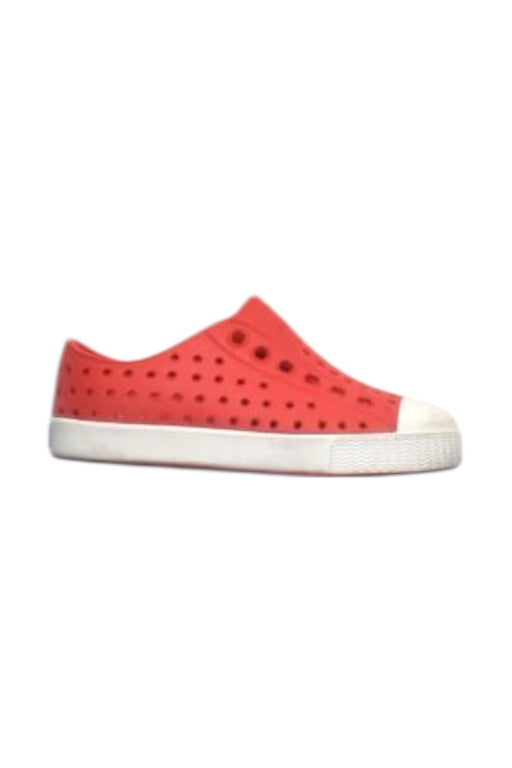 A Red Slip Ons from Native Shoes in size 18-24M for boy. (Front View)