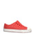 A Red Slip Ons from Native Shoes in size 18-24M for boy. (Front View)