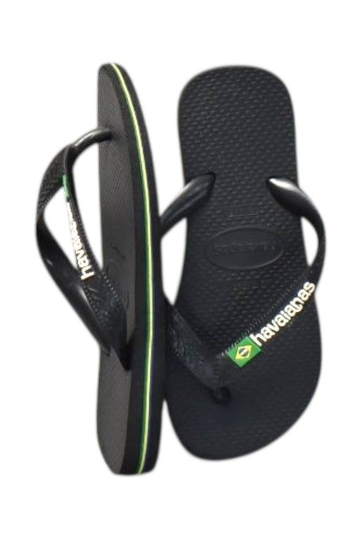 A Black Flip Flops from Havaianas in size 6T for boy. (Front View)