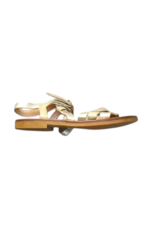 A Gold Sandals from Jacadi in size 5T for girl. (Front View)