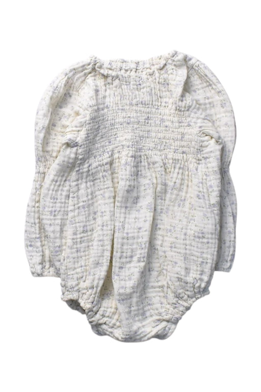 A White Long Sleeve Rompers from Nothing Fits But in size 6-12M for girl. (Front View)