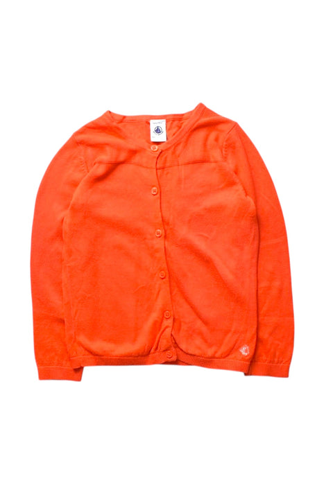 A Orange Cardigans from Petit Bateau in size 5T for girl. (Front View)