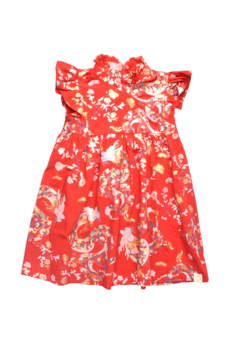 A Red Short Sleeve Dresses from Le Petit Society in size 2T for girl. (Front View)