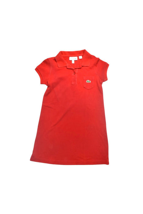 A Red Short Sleeve Dresses from Lacoste in size 4T for girl. (Front View)