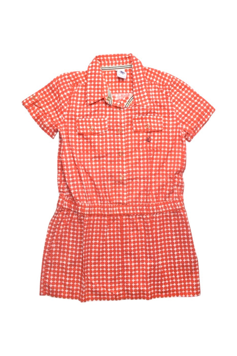 A Red Short Sleeve Dresses from Petit Bateau in size 4T for girl. (Front View)