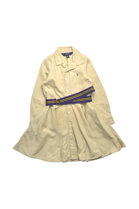 A Beige Long Sleeve Dresses from Polo Ralph Lauren in size 4T for girl. (Front View)