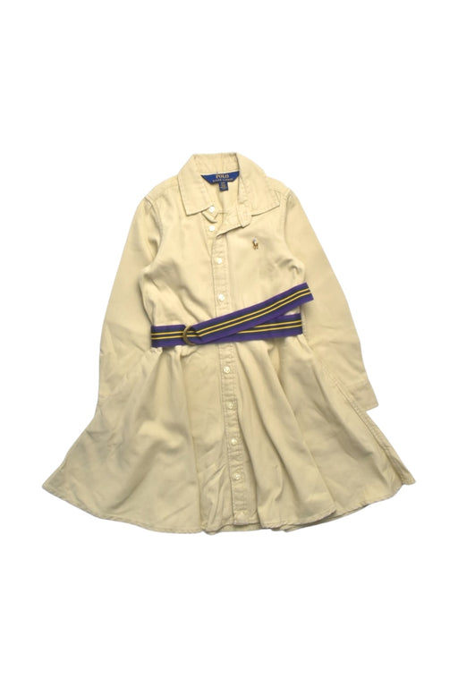 A Beige Long Sleeve Dresses from Polo Ralph Lauren in size 4T for girl. (Front View)