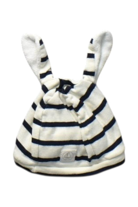 A White Winter Hats from Petit Bateau in size 0-3M for boy. (Front View)